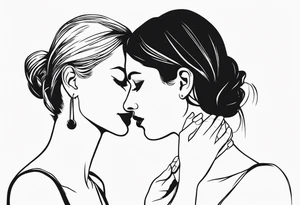 side profile of women holding hand on own throat throat tattoo idea