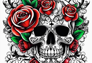 Cross with colored roses tattoo idea