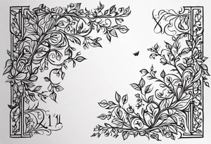 31.8742° N, 91.1366° W, with very simple ivy vines on both sides.  it will be small fine line on the back of the arm above the elbow tattoo idea