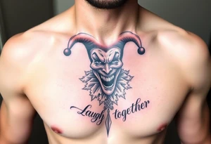jester see no evil hear no evil speak no evil laugh now cry later together tattoo idea