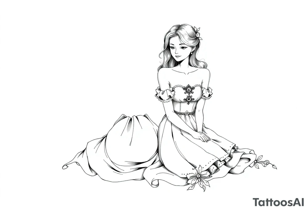 Two girls with dress sitting next tattoo idea