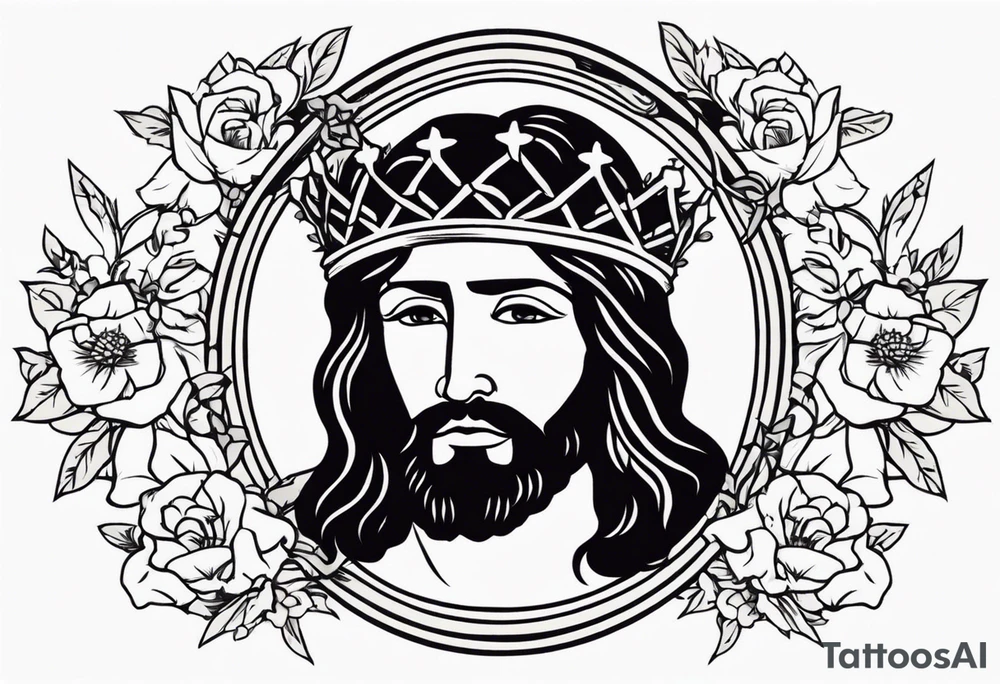 crown of thorns jesus
old school vintage simple traditional design 
vintage flowers surrounding crown


bold color simple tattoo idea