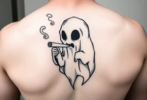 Cute ghost smoking a bong tattoo idea