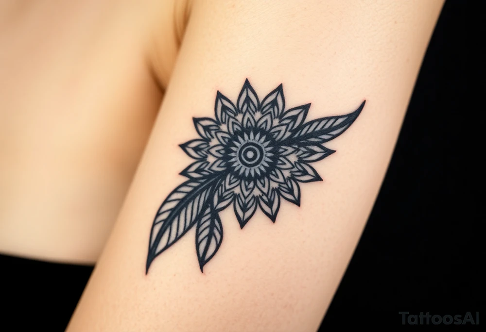 spiritual feather indian mandala shaman tattoo idea