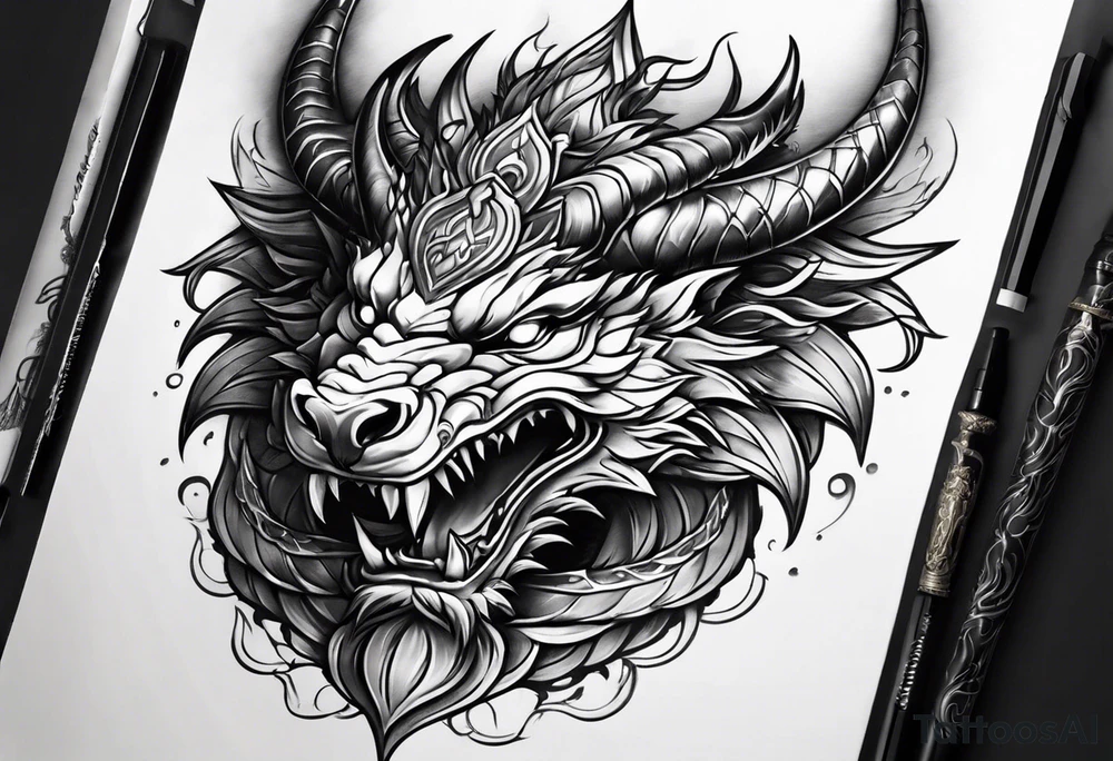 Taurus dragon whole body tattoo idea