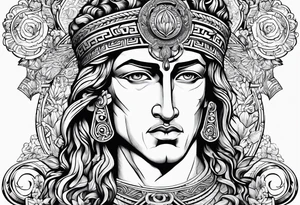 greek god with meander surround tattoo idea