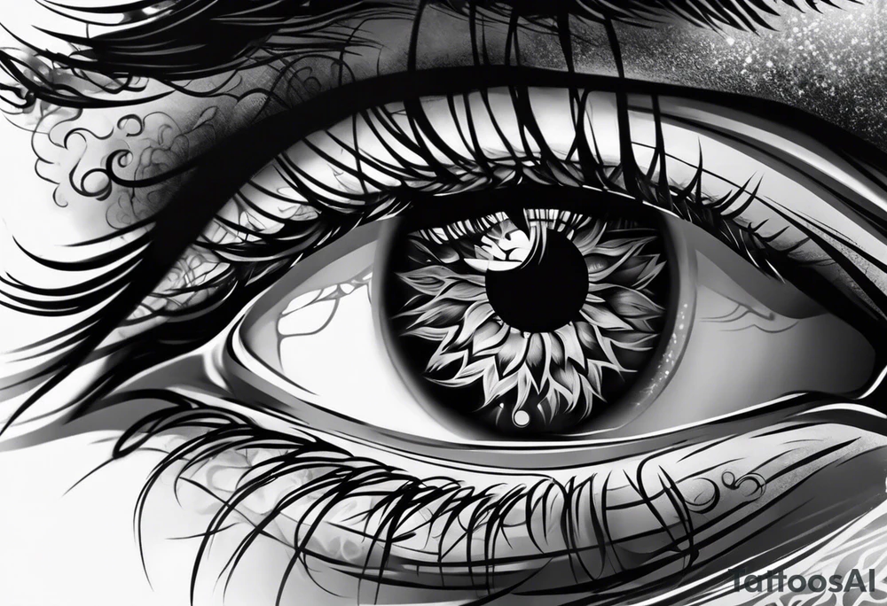 smoke fire eye tattoo idea