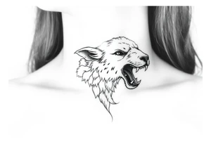 A sheep as wolf snarling  mystical creature tattoo idea