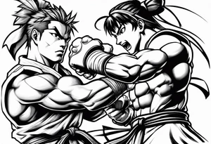 street fighter 3 ken versus chun li fighting evo moment tattoo idea