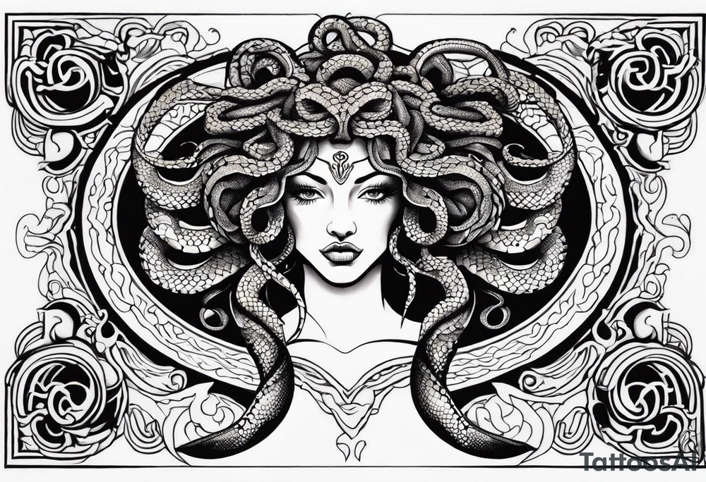 Medusa gorgon, snakes instead of hair, like stone tattoo idea