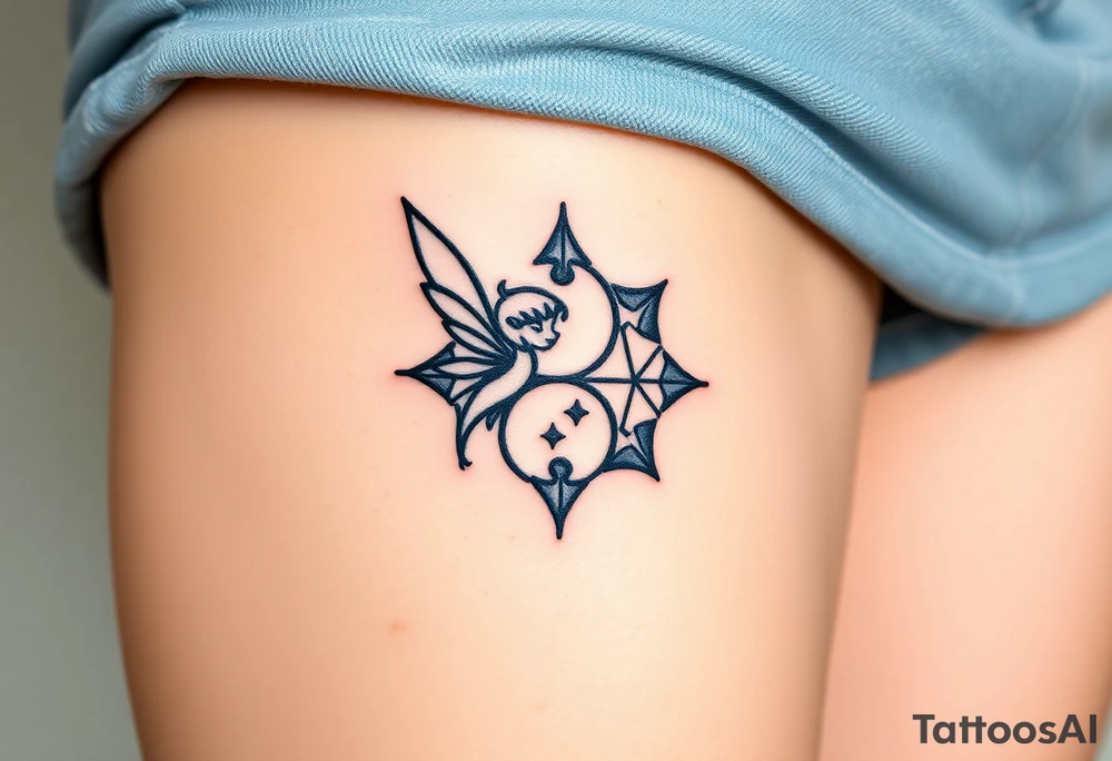 Walt Disney   tinker bell and winer tinker bell  in the form of a ying yang sign add Peter  Pan and   Wendy Darling tattoo idea