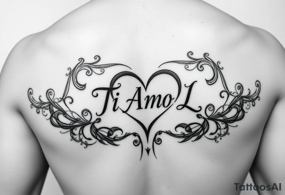 I want (Ti Amo L)in a small heart shape to fit on my ribs feminine tattoo idea