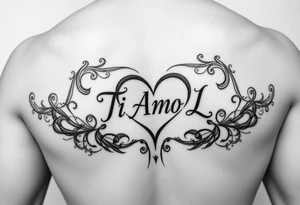 I want (Ti Amo L)in a small heart shape to fit on my ribs feminine tattoo idea