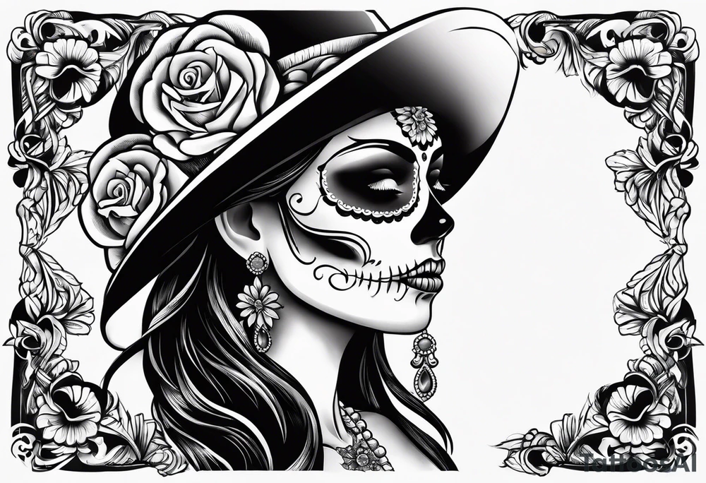 mexican style santa muerte tattoo for shoulder tattoo idea