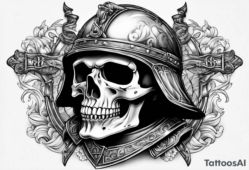 roman soldier skull tattoo idea