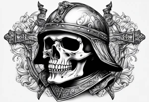 roman soldier skull tattoo idea