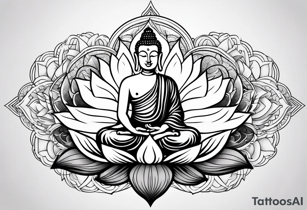 Buddha on lotus ,compass tattoo idea