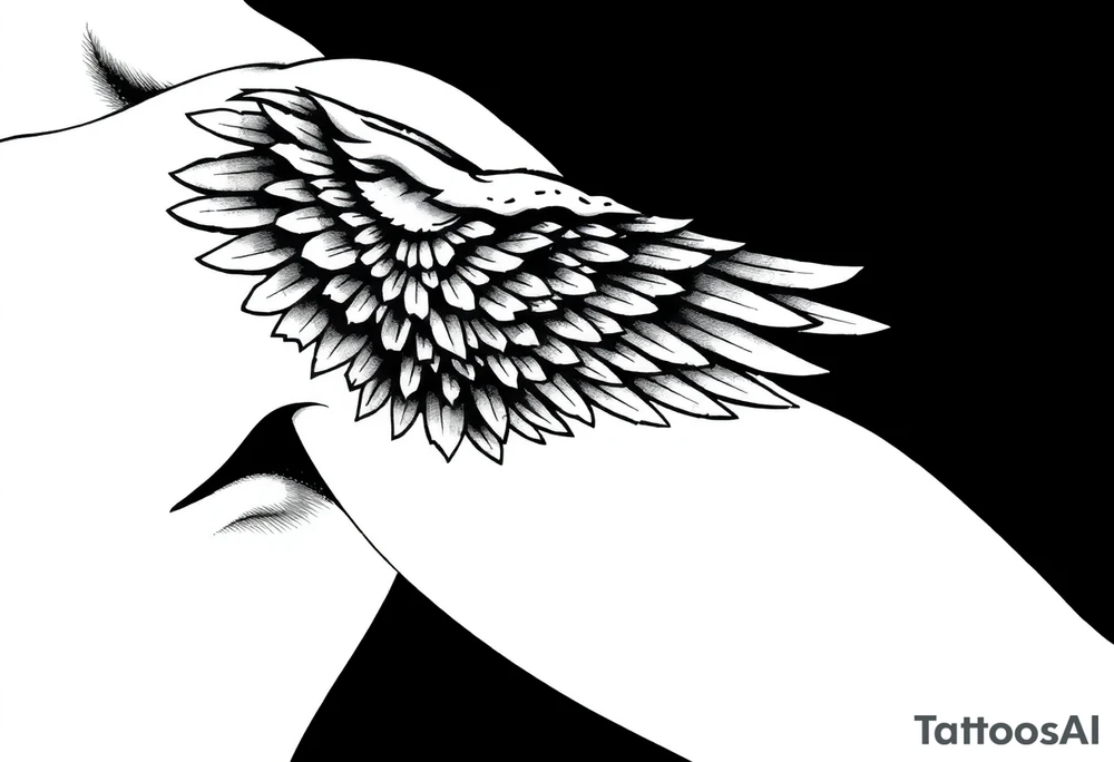 Shoulder to elbow wing tattoo idea