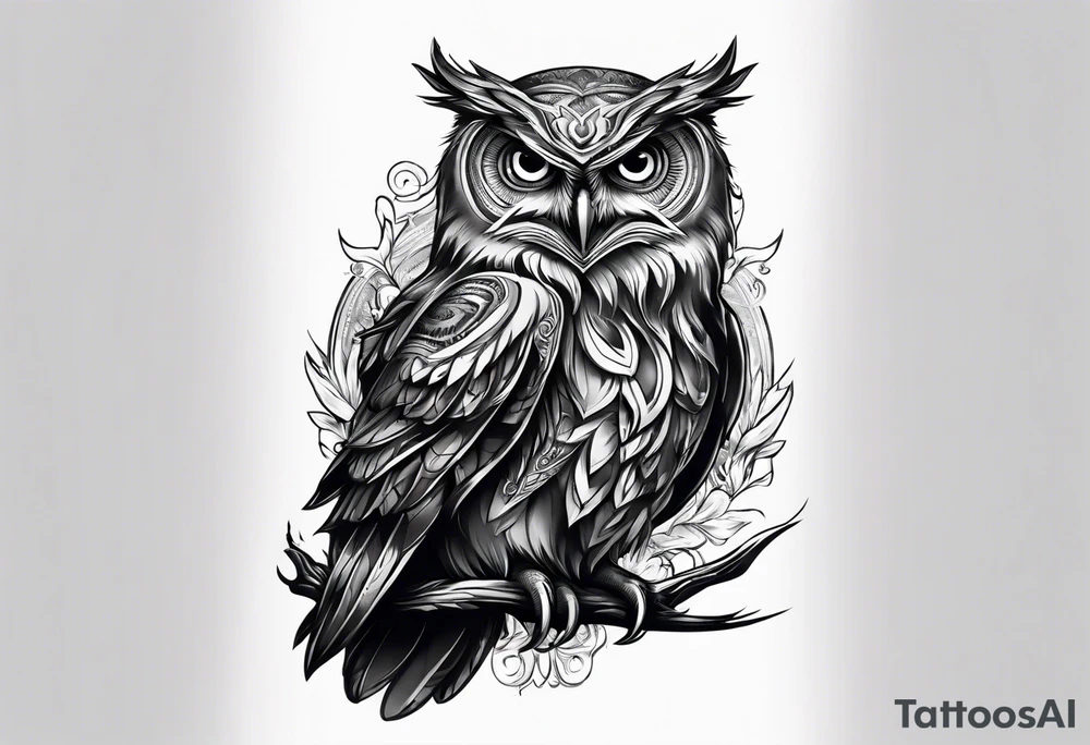 owl dressed up as a ghost tattoo idea