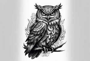 owl dressed up as a ghost tattoo idea
