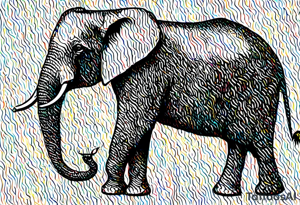 One elephant holding another elephant by a string tattoo idea