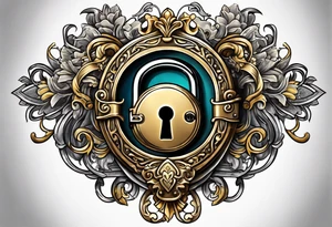 couples tattoo of an antique lock and key. tattoo idea
