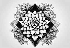 Geométricos, Lobo animais, cactos, flor tattoo idea
