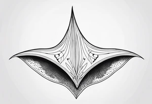 Tattoo sketch of manta ray in contour, without shadows and background, made of sacred ornament, minimalistic design, without thick lines and dark spots, while maintaining the shape of Manta Ray tattoo idea