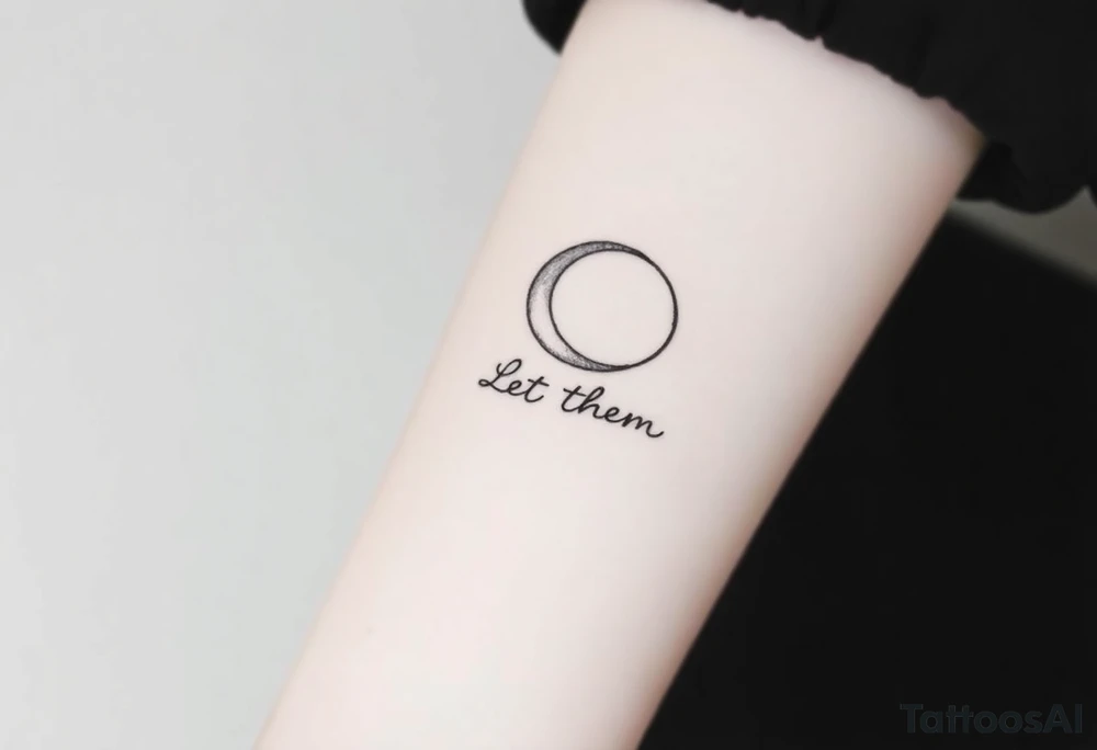 croissant de lune mystique avec le text Let Them tout en longeur tattoo idea