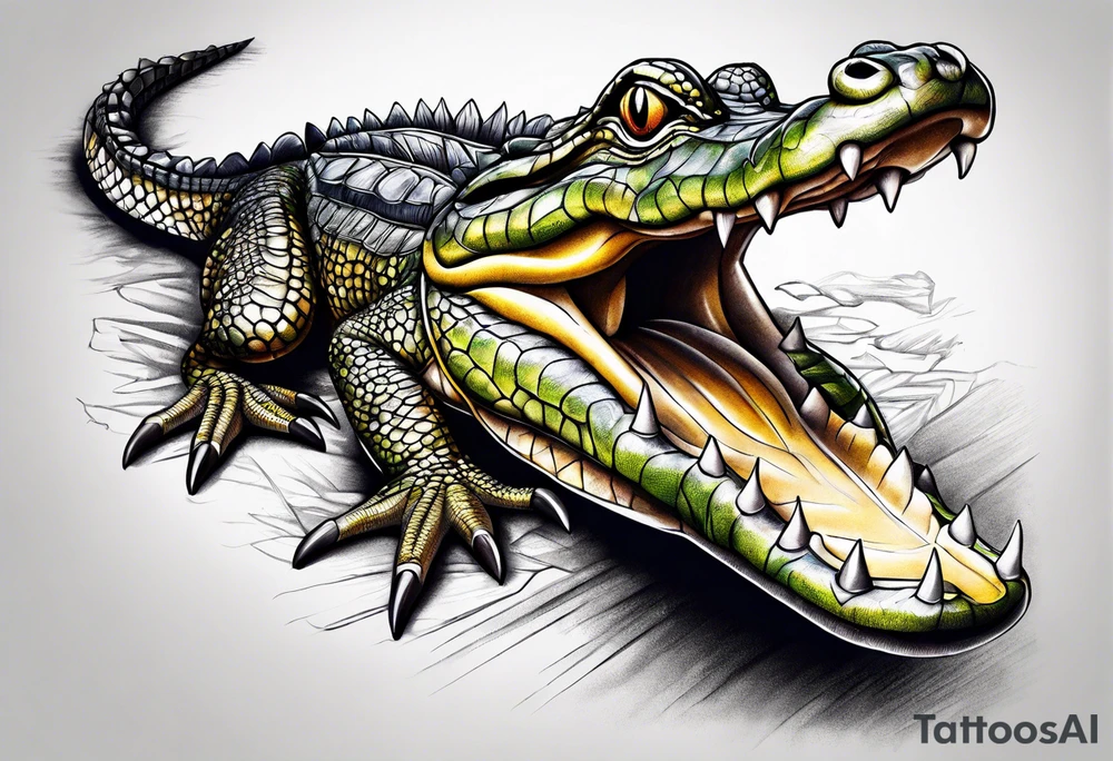 Full body Caiman tattoo idea