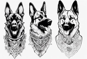 Teethy side profile German shepherd dog tattoo idea