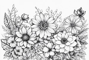 September month flower and April month flower meeting together horizontally tattoo idea