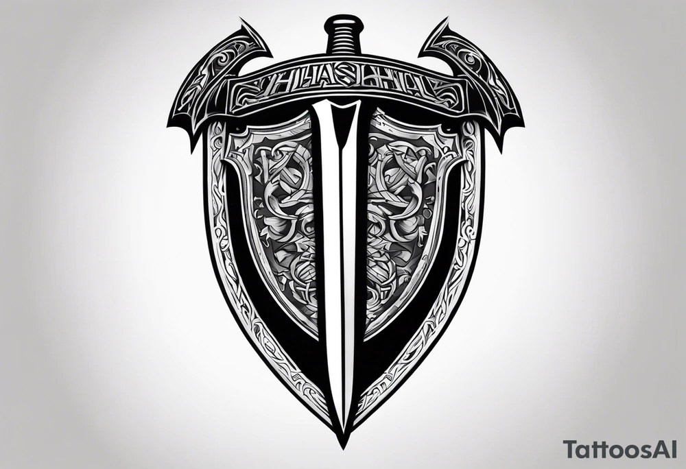 Valhalla shield sword axe tattoo idea