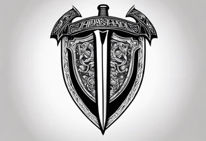 Valhalla shield sword axe tattoo idea