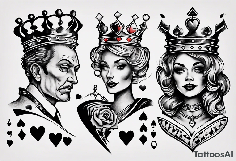 king and queen of hearts tattoo idea