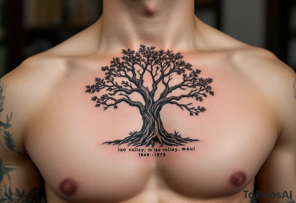 Breadfruit tree in iao valley maui with coordinates underneath tattoo idea