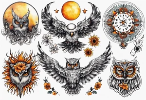 Mond und Sonne Eule 
 Berlin tattoo idea