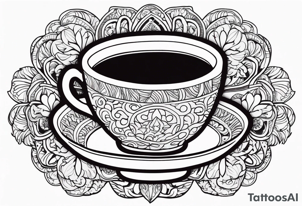 Ayahuasca mushrooms like a cup of tea tattoo idea