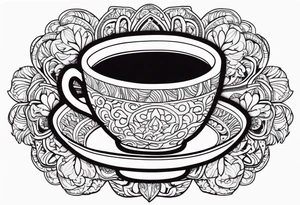 Ayahuasca mushrooms like a cup of tea tattoo idea
