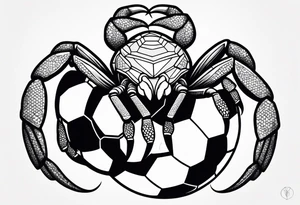 Yabbie holding a soccer ball with big claws tattoo idea