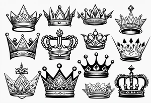 Variety of crowns style flash sheet tattoo idea