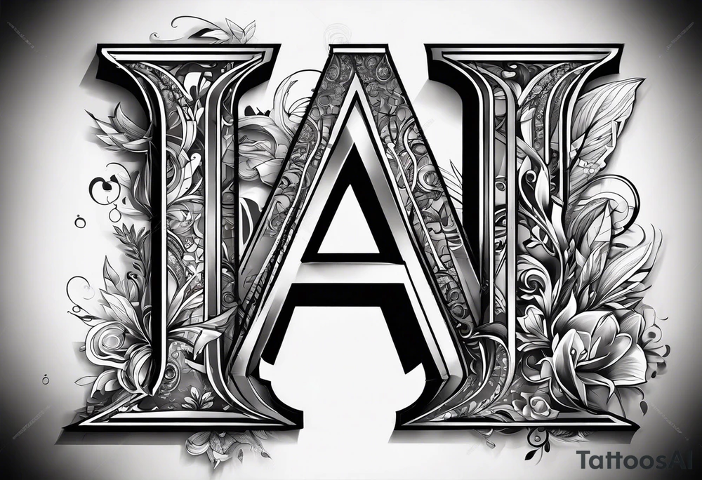 The letters AR together with the words always ready going down the side of the letters tattoo idea