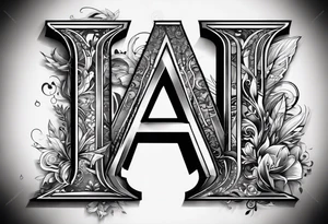 The letters AR together with the words always ready going down the side of the letters tattoo idea