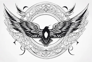 blackwork style with its wings outstretched in flight tattoo idea