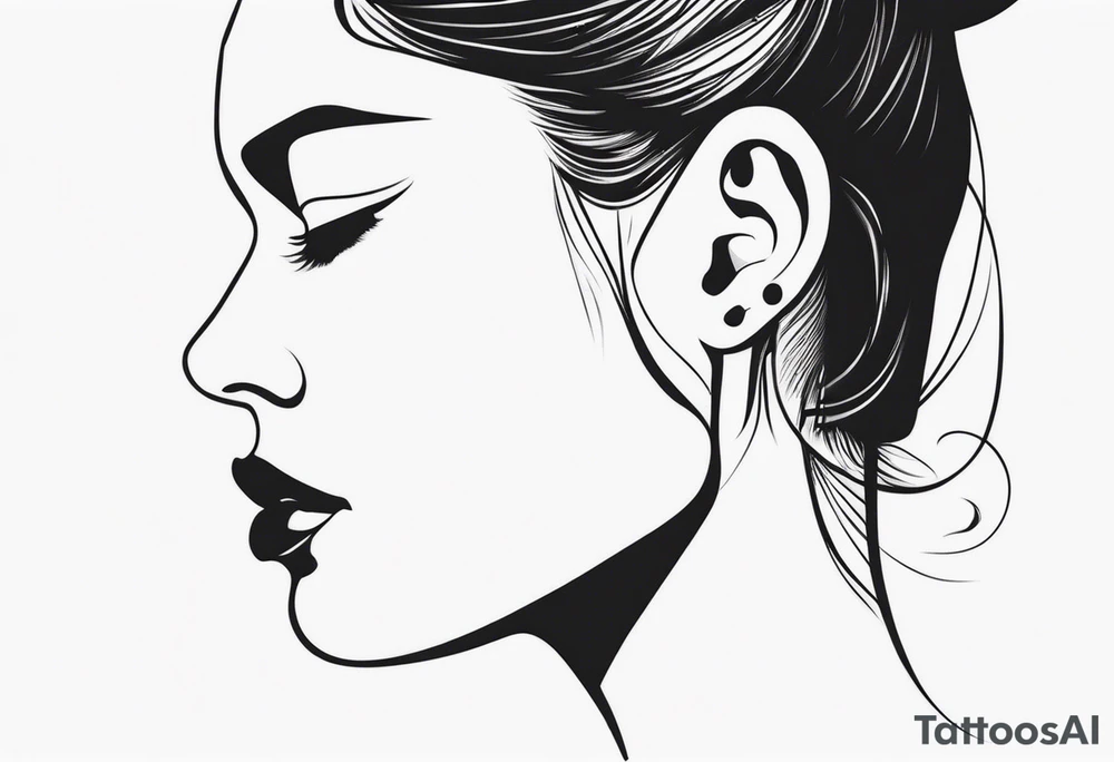 Human head with pointed ears long hair profile tattoo idea Human head with pointed ears long hair profile tattoo idea