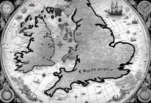 map of England with compass tattoo idea