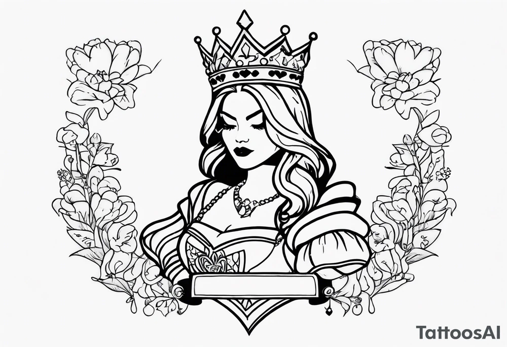 queen of hearts -on forearm - with text saying "queen starleen" tattoo idea