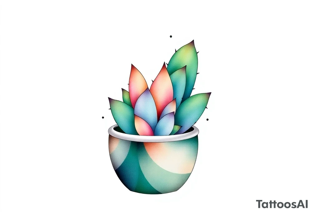cute cacti and succulent in a pot tattoo idea
