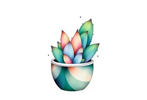 cute cacti and succulent in a pot tattoo idea