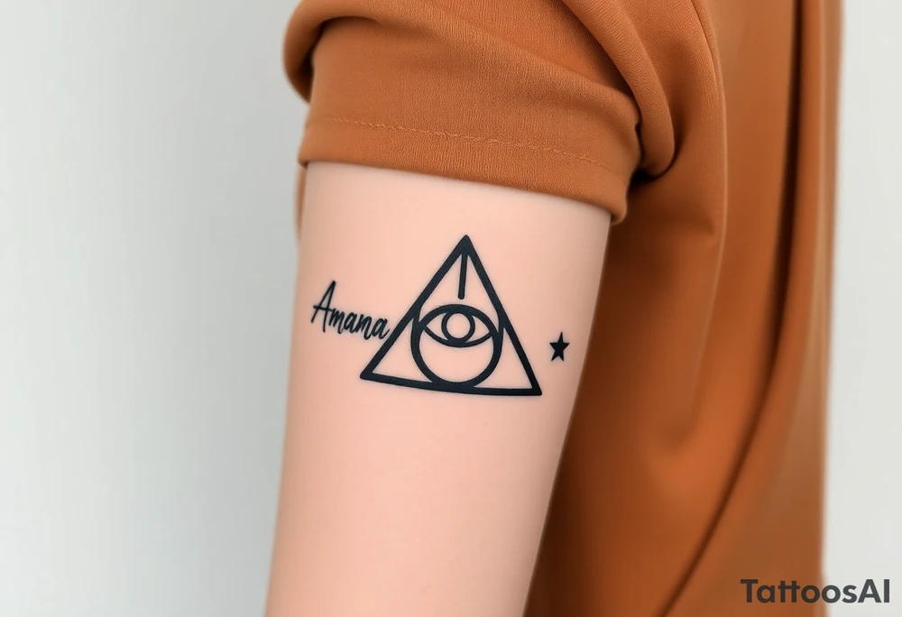 Name Amanda with Harry Potter deathly hallows tattoo idea